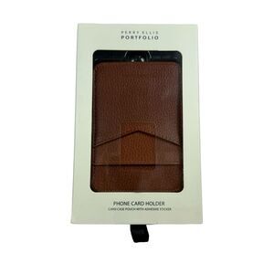 Perry Ellis Mens Leather Phone Card Wallet Brown OS
